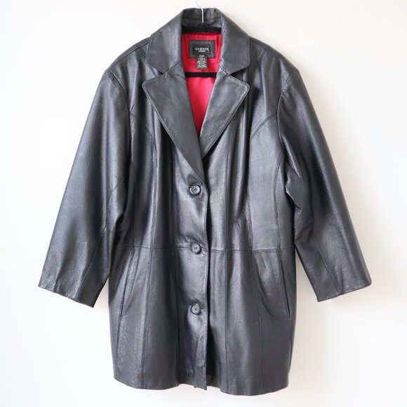 George Woman Black Leather Blazer Jacket, Size XL - Picture 7 of 16